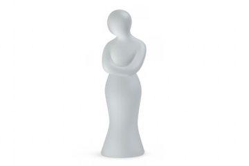 Abstract white figure with arms crossed, transparent background