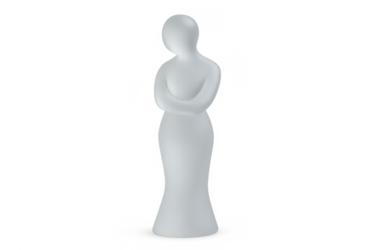Abstract white figure with arms crossed, transparent background
