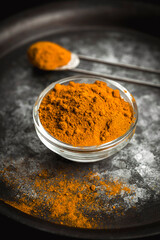 Turmeric Powder on Dark Plate