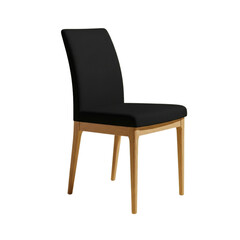 Contemporary Wooden-Legged Black Chair, Stylish Furniture Mockup on Light Yellow Backdrop