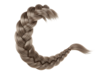 Braided hair letter c isolated on transparent background
