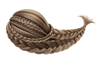 Obraz premium Intricate braided hairstyle resembling a fish isolated on transparent background