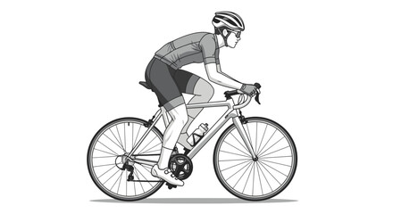 Obraz premium Dynamic monochrome illustration of a determined cyclist on a road bike, showcasing athletic performance and outdoor sport, perfect for fitness and activity-related content