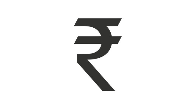 Minimalist Indian Rupee currency symbol icon in vector format, representing financial concepts and monetary value on a clean white background