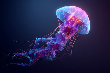 Enchanting jellyfish with ethereal glow, a vibrant aquatic dream, perfect for inspiring creativity and wonder, bringing the ocean's magic to life