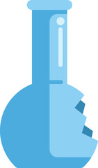 Simple illustration of a broken chemical flask is representing the concept of a laboratory accident