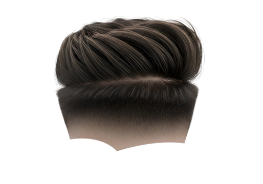 Back view of a stylish men s haircut with a fade isolated on transparent background