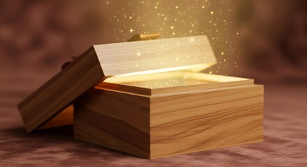 Gift box open revealing glowing light and sparkles photorealistic