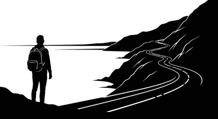 horizons call solitary figure embraces the unseen journey and vastness