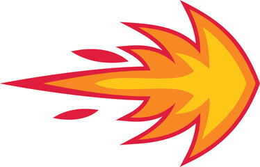 Cartoon style illustration of a burning arrow flying through the air