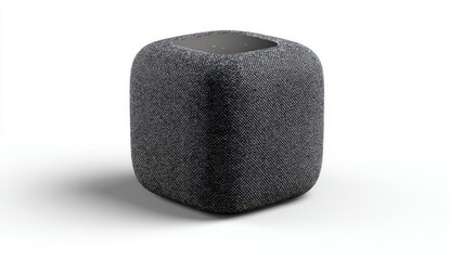 Modern compact smart speaker with fabric exterior and minimalist design