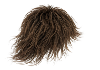 Brown curly wig isolated on transparent background
