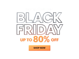 Obraz premium Black friday up to 80 off sale with shop now button isolated on transparent background