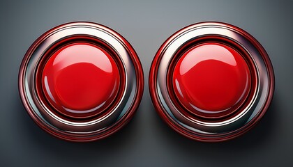 two red shiny push buttons
