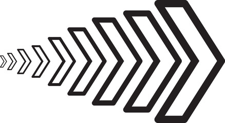 Forward arrows design set black vector abstract pattern isolated on transparent background