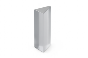 Silver triangular prism standing on transparent background