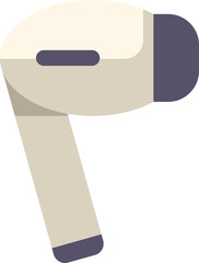 Modern wireless earbud isolated on a white background, representing portable audio technology