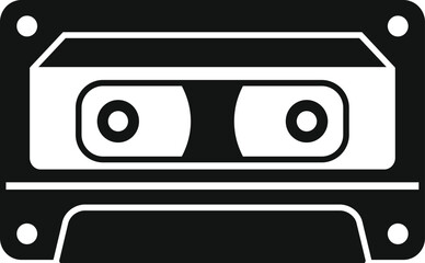 Classic audio cassette tape icon symbolizes vintage music, analog sound recording, and nostalgic entertainment