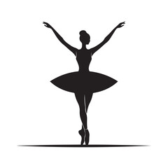 Dancing Ballerina ? Black & White Illustration Ballet Dance Pose ? Clean Vector Silhouette (2).eps