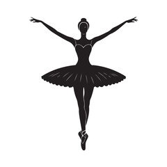 Dancing Ballerina ? Black & White Illustration Ballet Dance Pose ? Clean Vector Silhouette (3).eps