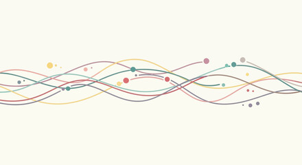 Abstract pastel colored lines and dots background on white minimalist illustration