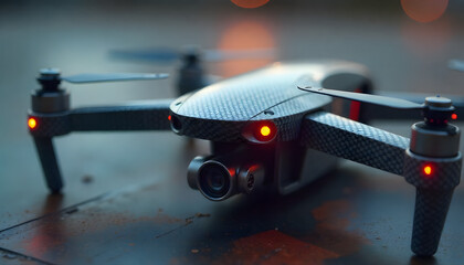 Modern drone with camera ready to fly