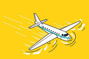 Vibrant Yellow Airplane Illustration: Bold Generative AI Art for Travel Concepts