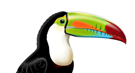 Naklejka premium Colorful toucan bird head isolated on transparent background