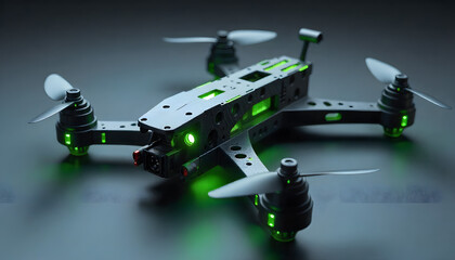 Modern drone technology glowing green
