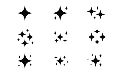 Set of twinkle star icon element isolated on white background. Vector illustration