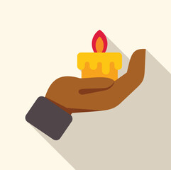 Hand gently holding a burning candle, symbolizing hope, remembrance, or spiritual devotion