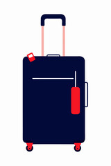 Minimalist Navy Suitcase with Red Tag - Travel Vector Art