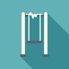 Simple vector illustration of a swing set covered in snow, perfect for winter themed projects
