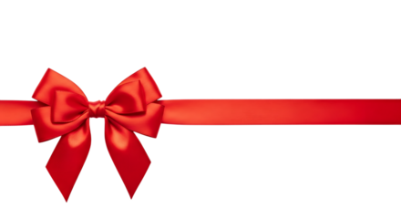 Red ribbon bow isolated on transparent background