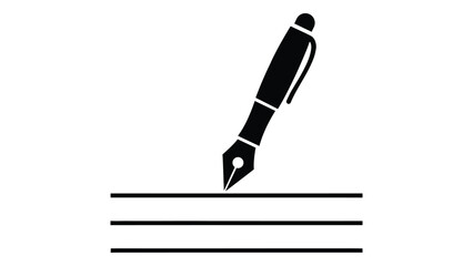 Black fountain pen writing on ruled paper, on