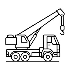 Simple Line Art Icon of a Mobile Truck Crane