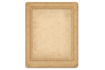 Antique paper with a vintage double-line border, creating a nostalgic backdrop on a clear background