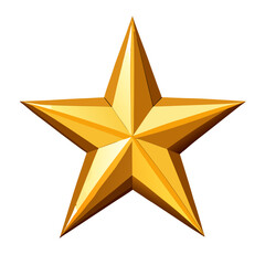 Obraz premium A three-dimensional golden star with five points, featuring geometric facets and shading that creates depth and dimension