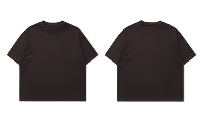 Stylish brown oversized t-shirt front and back mock up for your brand design needs in a modern, minimalist style