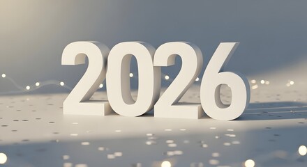 White 3D Numbers 2026 with Bokeh Lights and Confetti new year happy new year