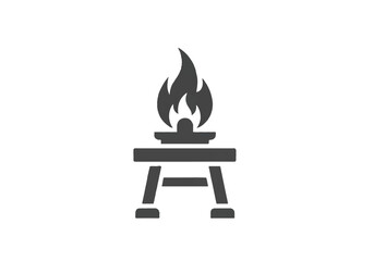 Illustration of a burning altar isolated on white background, representing sacrifice, spirituality, and religious rituals in various cultural contexts