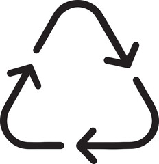 Minimal line recycling arrows icon vector for eco-friendly, sustainable, and green design projects.