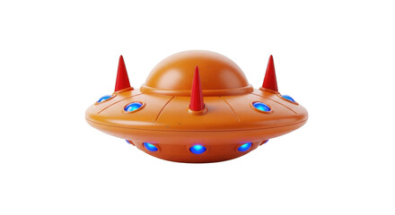 3d retro flying saucer ufo isolated on transparent background