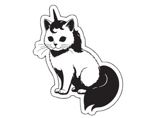 Vactor image Unicorn-cat hybrid in silhouette white background.