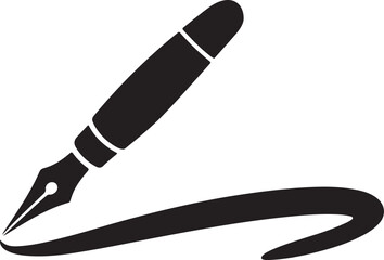 Illustration of an ink pen in the process of writing