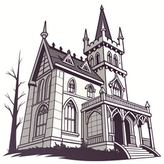 Fototapeta premium Illustration of a spooky haunted house