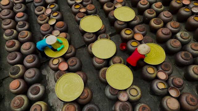 Traditional Soy Sauce Making in Ban Village, Vietnam.