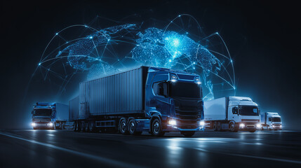 Global business of Container Cargo freight train for Business logistics concept, Air cargo trucking, Rail transportation and maritime shipping, Online goods orders worldwide. Container truck in ship