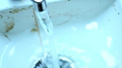 Water drips slowly from the tip of the faucet, creating a soft, soothing sound.