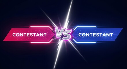 Dynamic versus screen background with neon panels and lightning effect